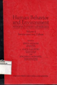Human Behavior and Environment : Advances in Theory and Research (Volume 4 Environment and Culture)