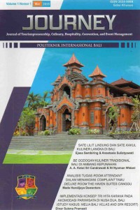 JOURNEY: Journal of Tourismpreneurship, Culinary, Hospitality, Convention, and Event Management (Vol.1 No.1 Maret 2019) Edisi Khusus