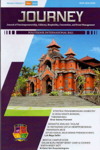 JOURNEY : Journal of Tourismpreneurship, Culinary, Hospitality, Convention, and Event Management (Volume 3 Nomor 1 Des 2020)