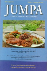 JUMPA: Jurnal Master Pariwisata Vol. 3, No. 1, Juli 2016