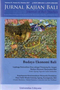 Jurnal Kajian Bali: Journal of Bali Studies (Volume 07, Nomor 02, Oktober 2017)