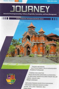 JOURNEY : Journal of Tourismpreneurship, Culinary, Hospitality, Convention, and Event Management (Volume 1 Nomor 2 Juni 2019)